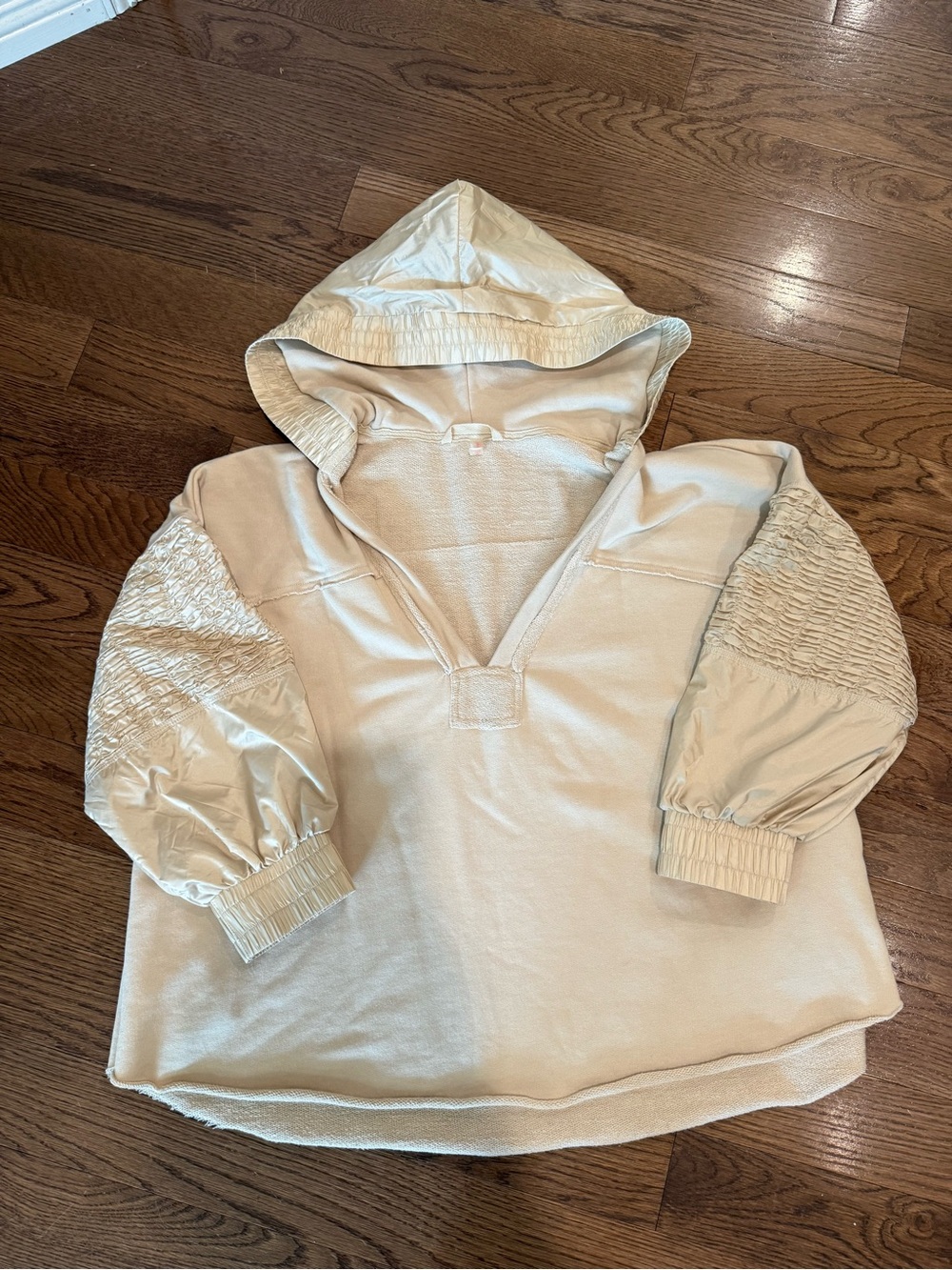 Free people Cream Hooded Pullover Top - Lightweight